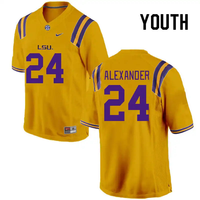 Youth LSU Tigers Zy Alexander #24 Gold NCAA Football Jersey